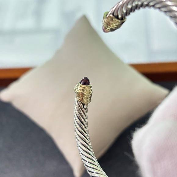 David Yurman 925 & 14k Gold 5mm Cuff with Pink Tourmaline-Medium - Picture 8 of 9